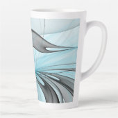 Abstracte antracite grijs blauwe, moderne fractale latte mok (Rechts)