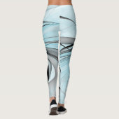 Abstracte antracite grijs blauwe, moderne fractale leggings (Achterkant)
