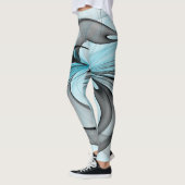 Abstracte antracite grijs blauwe, moderne fractale leggings (Links)