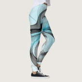 Abstracte antracite grijs blauwe, moderne fractale leggings (Rechts)