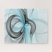 Abstracte antracite grijs blauwe, moderne fractale legpuzzel (Horizontaal)