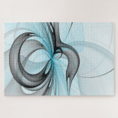 Abstracte antracite grijs blauwe, moderne fractale legpuzzel (Horizontaal)