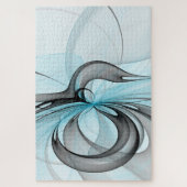 Abstracte antracite grijs blauwe, moderne fractale legpuzzel (Verticaal)