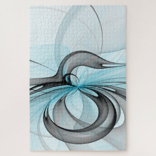 Abstracte antracite grijs blauwe, moderne fractale legpuzzel