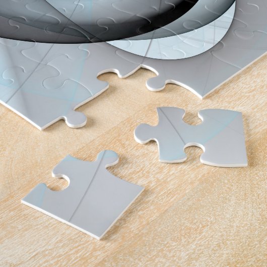 Abstracte antracite grijs blauwe, moderne fractale legpuzzel (Zijkant)