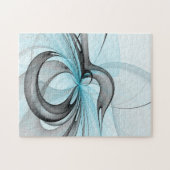 Abstracte antracite grijs blauwe, moderne fractale legpuzzel (Horizontaal)