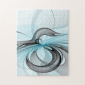 Abstracte antracite grijs blauwe, moderne fractale legpuzzel (Verticaal)