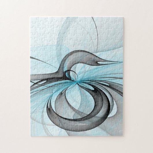 Abstracte antracite grijs blauwe, moderne fractale legpuzzel (Verticaal)