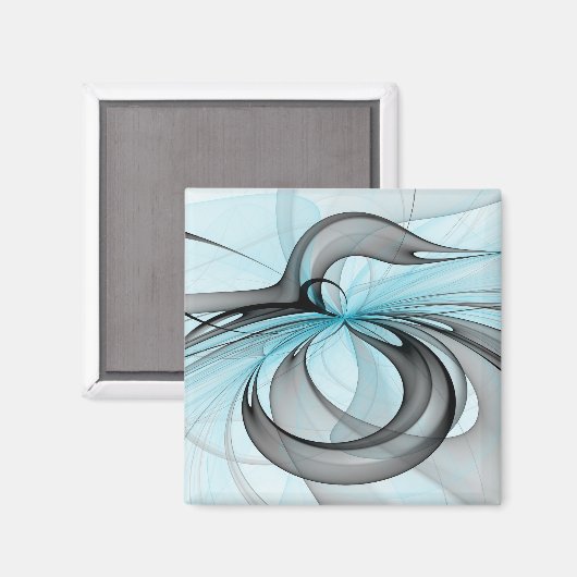 Abstracte antracite grijs blauwe, moderne fractale magneet (Voorkant / Achterkant)