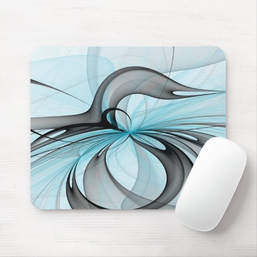 Abstracte antracite grijs blauwe, moderne fractale muismat (Met muis)