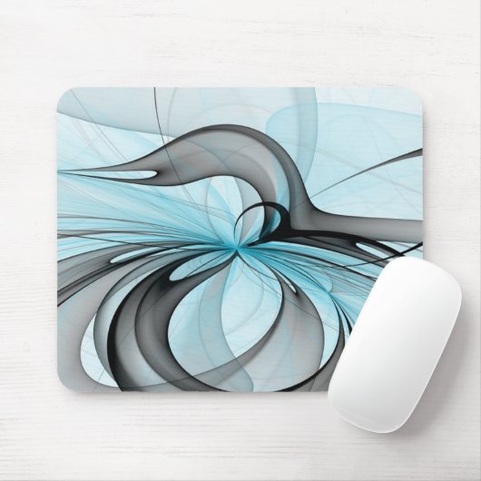 Abstracte antracite grijs blauwe, moderne fractale muismat (Met muis)