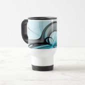 Abstracte antracite grijs blauwe, moderne fractale reisbeker (Voorkant links)