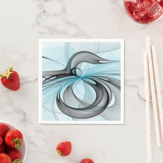 Abstracte antracite grijs blauwe, moderne fractale servet (Insitu)