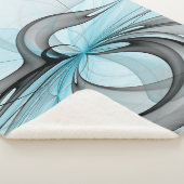 Abstracte antracite grijs blauwe, moderne fractale sherpa deken (3/4)