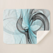 Abstracte antracite grijs blauwe, moderne fractale sherpa deken (Voorkant (horizontaal))