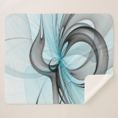 Abstracte antracite grijs blauwe, moderne fractale sherpa deken (Voorkant (horizontaal))