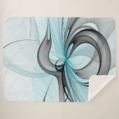 Abstracte antracite grijs blauwe, moderne fractale sherpa deken (Voorkant (horizontaal))