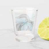 Abstracte antracite grijs blauwe, moderne fractale shot glas (Achterkant)