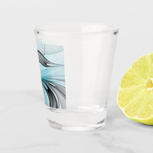 Abstracte antracite grijs blauwe, moderne fractale shot glas (Rechts)