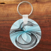 Abstracte antracite grijs blauwe, moderne fractale sleutelhanger (Achterkant)