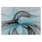 Abstracte antracite grijs blauwe, moderne fractale snijplank (Voorkant)