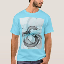 Abstracte antracite grijs blauwe, moderne fractale t-shirt