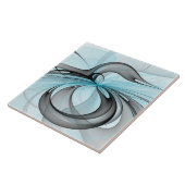 Abstracte antracite grijs blauwe, moderne fractale tegeltje (Zijkant)