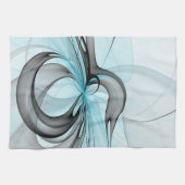 Abstracte antracite grijs blauwe, moderne fractale theedoek (Horizontaal)