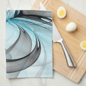 Abstracte antracite grijs blauwe, moderne fractale theedoek (Quarter Fold)