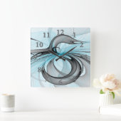 Abstracte antracite grijs blauwe, moderne fractale vierkante klok (Huis)