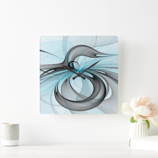 Abstracte antracite grijs blauwe, moderne fractale vierkante klok (Huis)