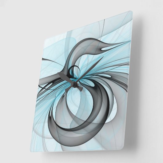 Abstracte antracite grijs blauwe, moderne fractale vierkante klok (Hoek)