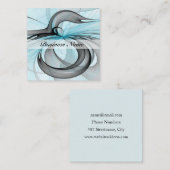 Abstracte antracite grijs blauwe, moderne fractale vierkante visitekaartje (Voorkant / Achterkant)