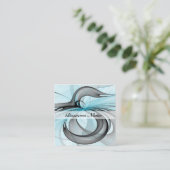 Abstracte antracite grijs blauwe, moderne fractale vierkante visitekaartje (Staand voorkant)