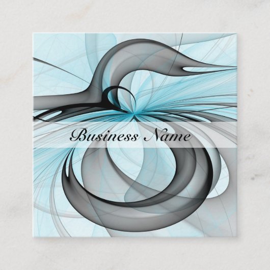 Abstracte antracite grijs blauwe, moderne fractale vierkante visitekaartje (Voorkant)