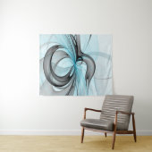 Abstracte antracite grijs blauwe, moderne fractale wandkleed (In Situ (horizontaal))