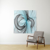 Abstracte antracite grijs blauwe, moderne fractale wandkleed (In Situ (horizontaal))