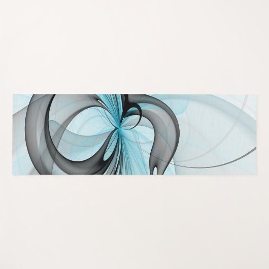 Abstracte antracite grijs blauwe, moderne fractale yogamat (Voorkant (horizontaal))