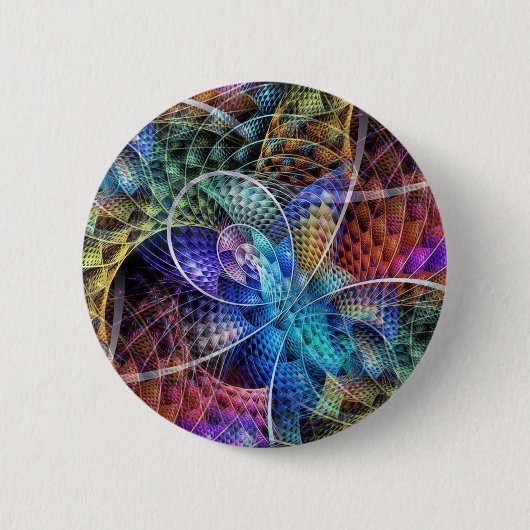 Abstracte Apophysis Fractal X Ronde Button 5,7 Cm (Voorkant)