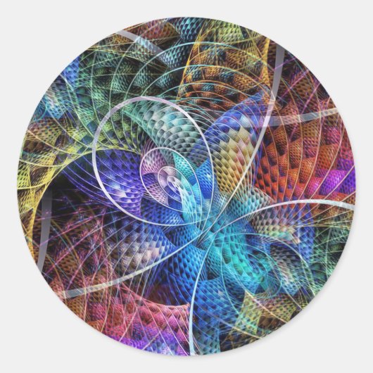 Abstracte Apophysis Fractal X Ronde Sticker (Voorkant)