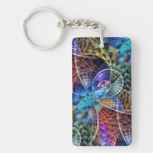 Abstracte Apophysis Fractal X Sleutelhanger (Voorkant)