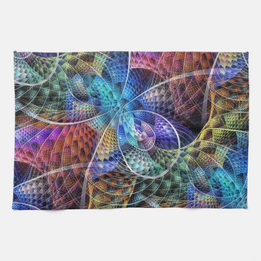 Abstracte Apophysis Fractal X Theedoek (Horizontaal)