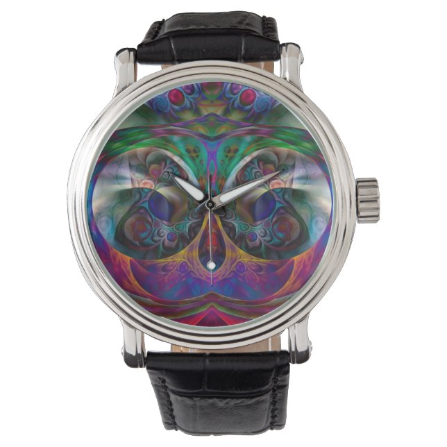 Abstracte Apophysis Owl I Horloge (Voorkant)