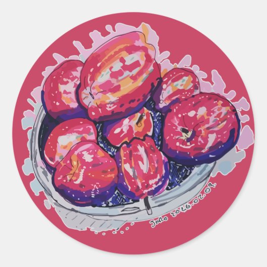 Abstracte Appels Ronde Sticker (Voorkant)