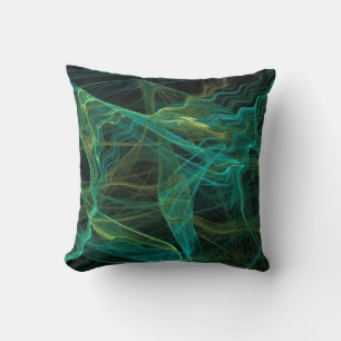 Abstracte Aqua Blauwgroen Groene Fractal Pillow Kussen