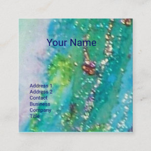 ABSTRACTE AQUA BLUE BLAUWGROEN GOUDEN, RODE WAX SE VIERKANTE VISITEKAARTJE
