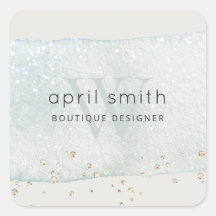 Abstracte Aqua Blue Brush Stoke Monogram Glitter