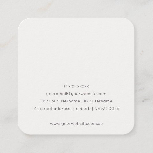 Abstracte Aqua Blue Brush Stoke Monogram Glitter Vierkante Visitekaartje (Achterkant)