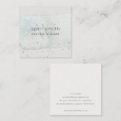 Abstracte Aqua Blue Brush Stoke Monogram Glitter Vierkante Visitekaartje (Voorkant / Achterkant)