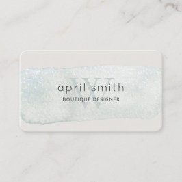 Abstracte Aqua Blue Brush Stoke Monogram Shiny Visitekaartje